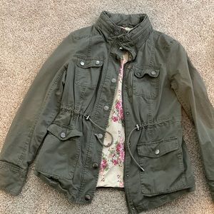 Army green jacket.